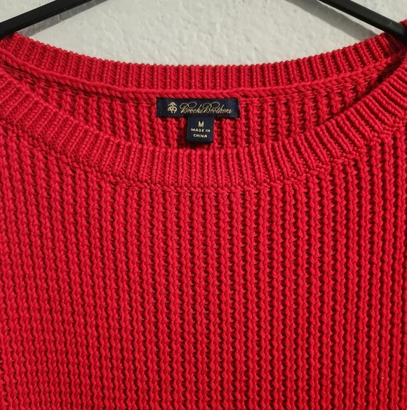 Brooks Brothers Women’s Red Knit Fringe Tassel Cotton Sweater size medium - Picture 3 of 6